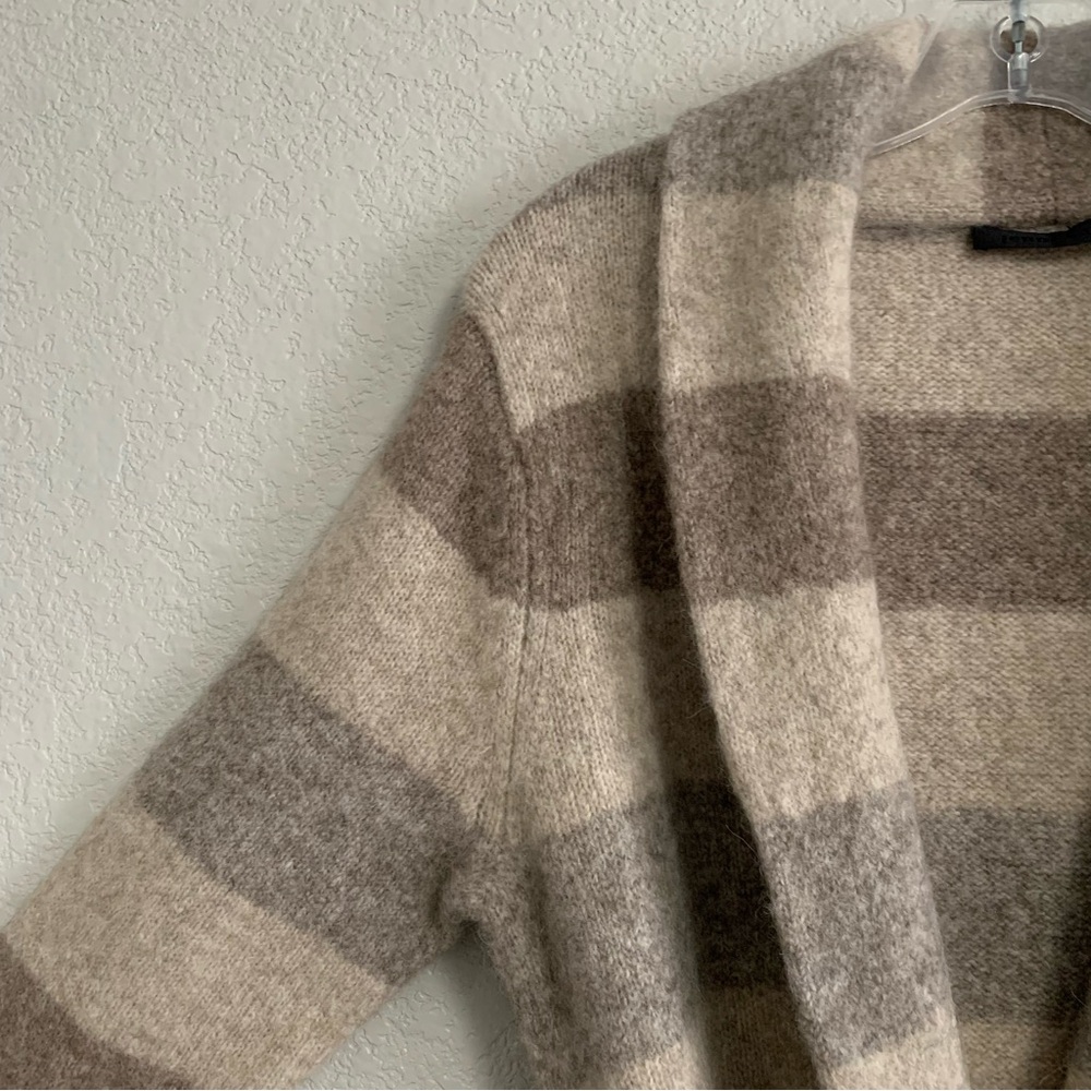 Jenni Kayne Belted Sweater Coat Cardigan Womens XS Wool Long Striped Pockets - Picture 7 of 16